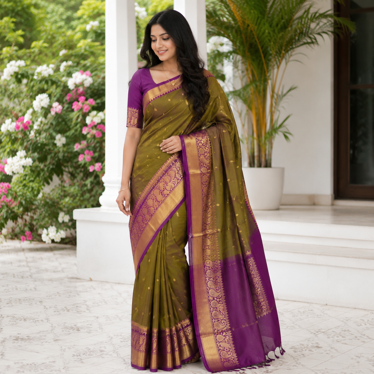 DUAL COLOUR  SEMI KATTAN SILK SAREES