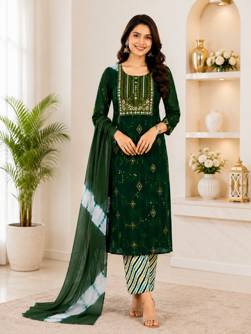 Embroidered Cotton Chudidhar Set