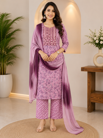Embroidered Cotton Chudidhar Set