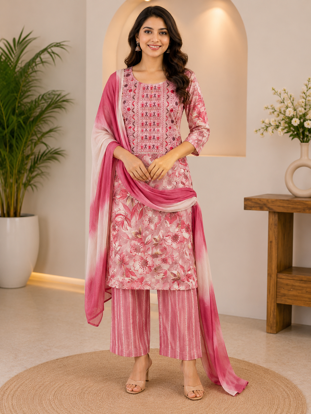 Embroidered Cotton Chudidhar Set