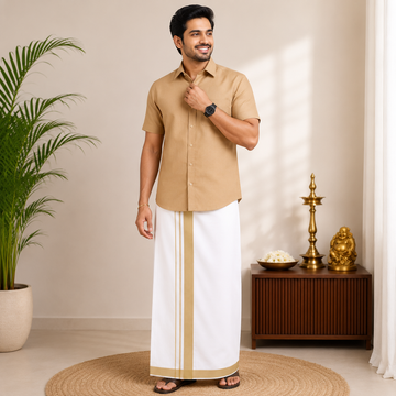 Classic Cotton Dhoti & Half Hand Shirt
