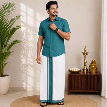 Classic Cotton Dhoti & Half Hand Shirt