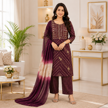 Premium Embroidered Cotton Chudidhar Set