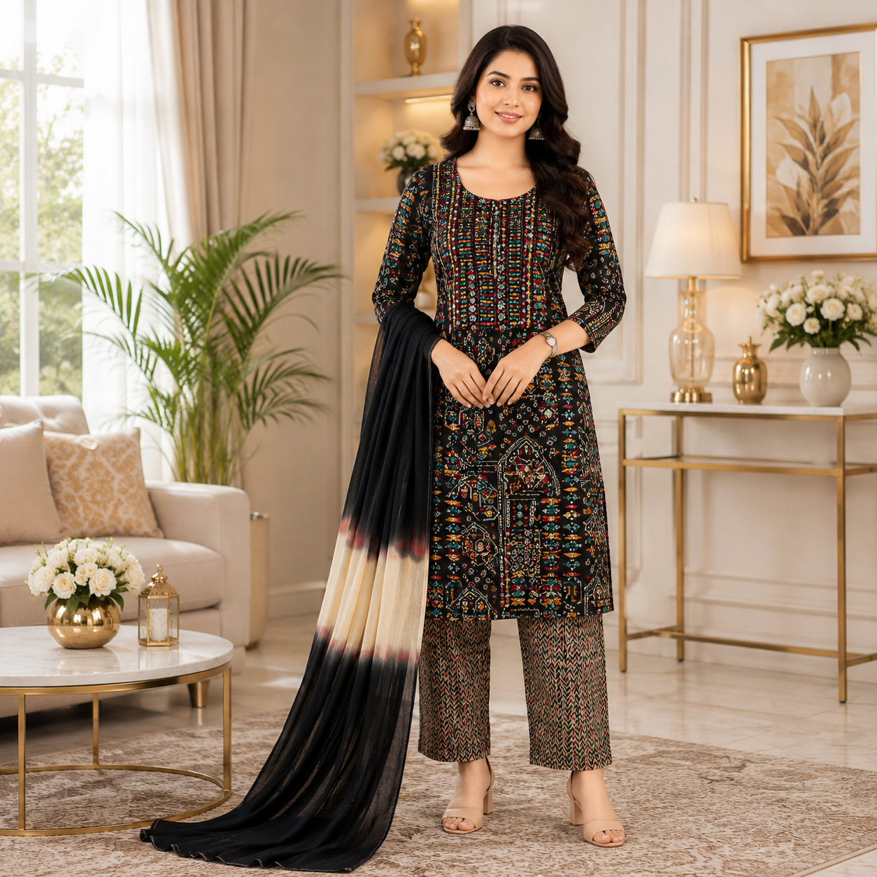Premium Embroidered Cotton Chudidhar Set