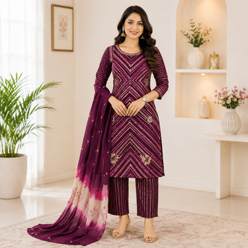 Premium Embroidered Cotton Chudidhar Set