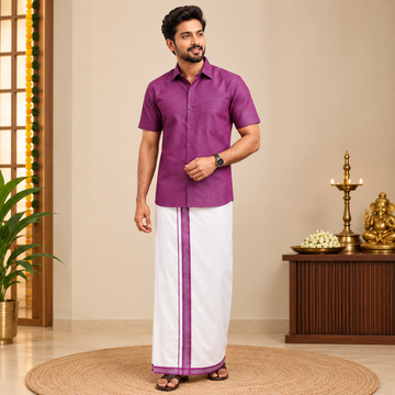 Classic Cotton Dhoti & Half Hand Shirt