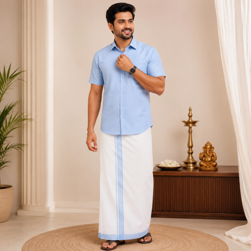 Classic Cotton Dhoti & Half Hand Shirt