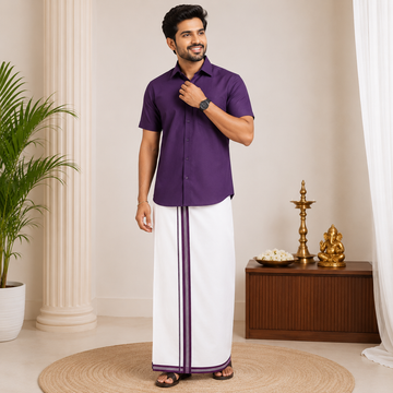 Classic Cotton Dhoti & Half Hand Shirt