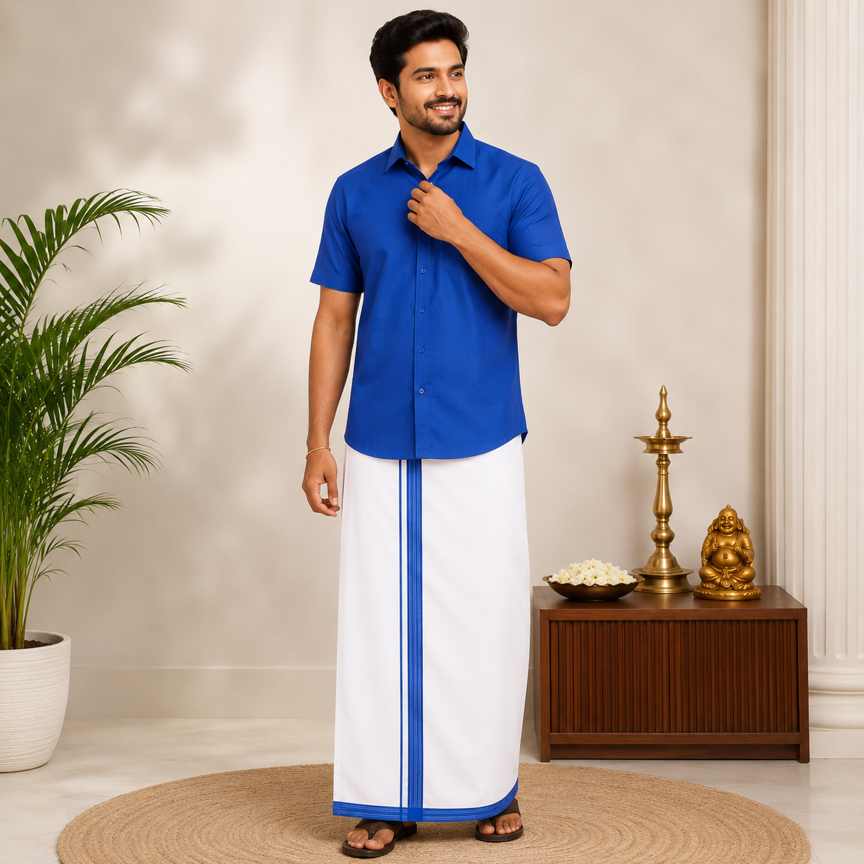 Classic Cotton Dhoti & Half Hand Shirt
