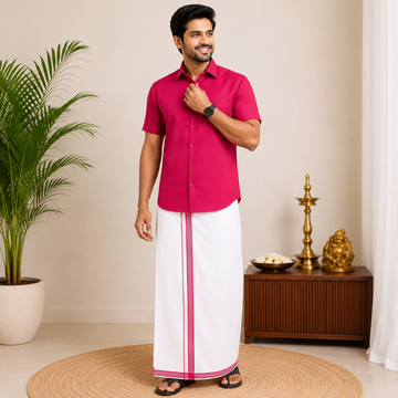 Classic Cotton Dhoti & Half Hand Shirt