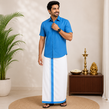 Classic Cotton Dhoti & Half Hand Shirt