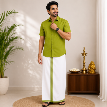 Classic Cotton Dhoti & Half Hand Shirt