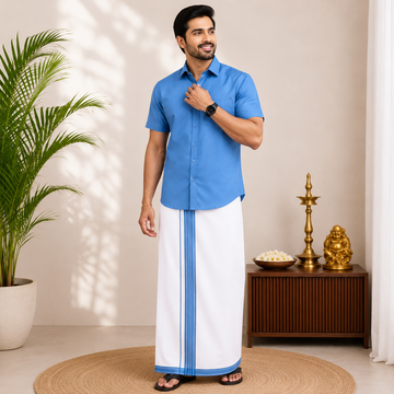 Classic Cotton Dhoti & Half Hand Shirt