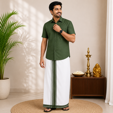 Classic Cotton Dhoti & Half Hand Shirt