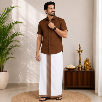 Classic Cotton Dhoti & Half Hand Shirt