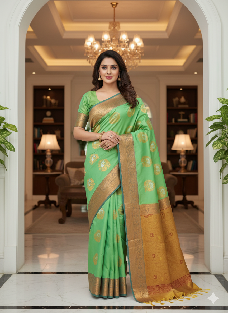 Royal Meena Soft Silk Saree with Dual Tone Contrast Pallu