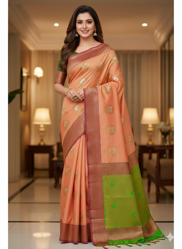 Royal Meena Soft Silk Saree with Dual Tone Contrast Pallu