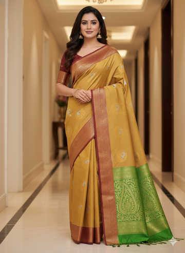Royal Meena Soft Silk Saree with Dual Tone Contrast Pallu