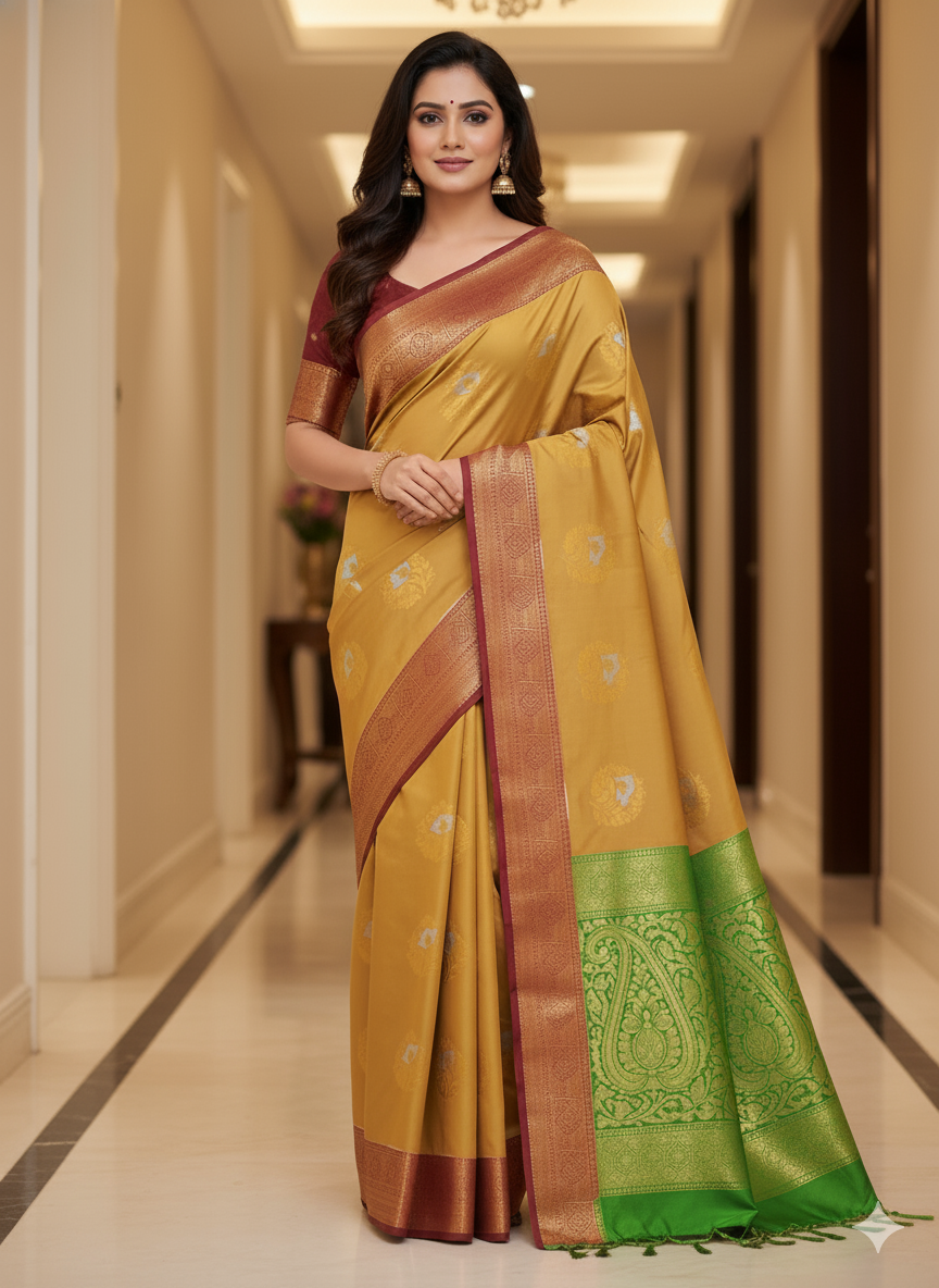 Royal Meena Soft Silk Saree with Dual Tone Contrast Pallu
