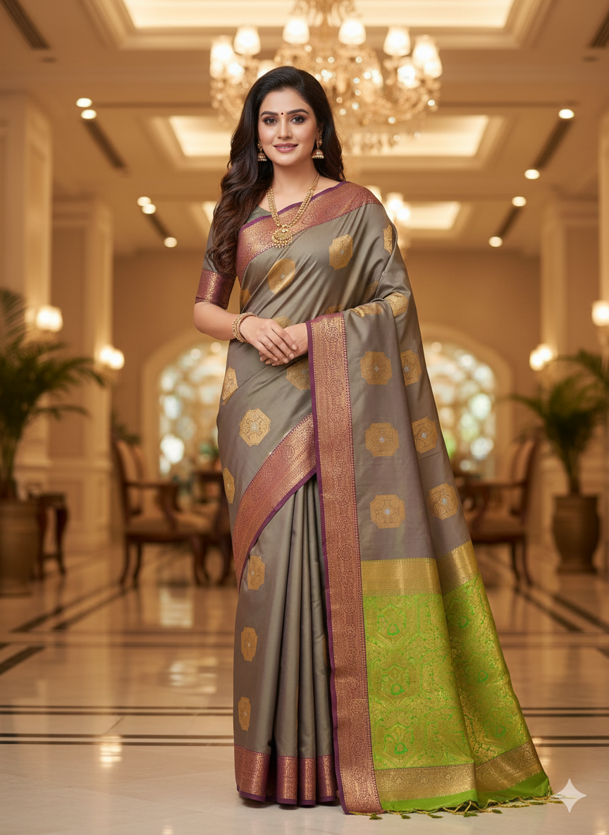 Royal Meena Soft Silk Saree with Dual Tone Contrast Pallu