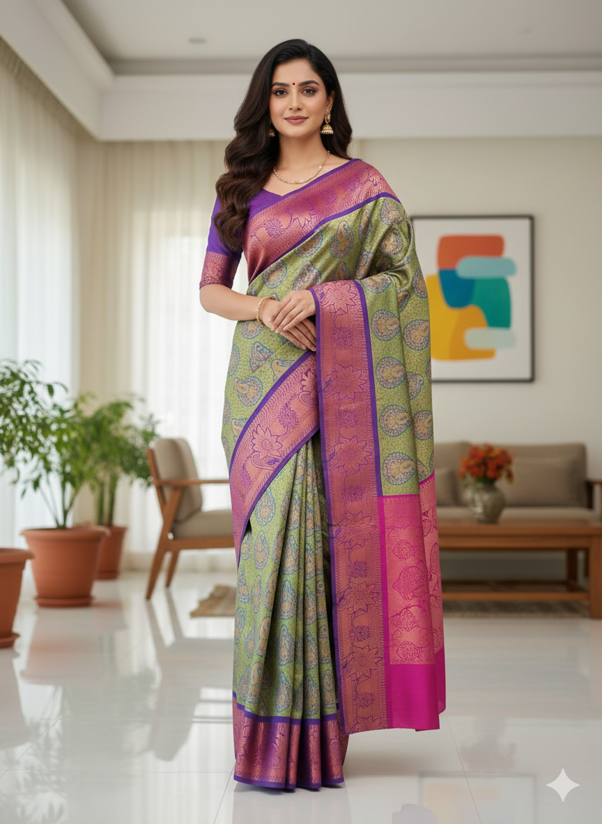 Premium Wedding Kanjivaram Soft Silk Saree
