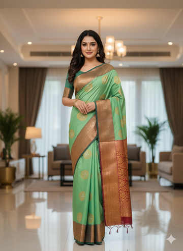 Royal Meena Soft Silk Saree with Dual Tone Contrast Pallu