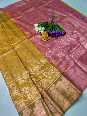 Golden Chutney Green Dualshade Samuthrika Vasthrakala Wedding Saree