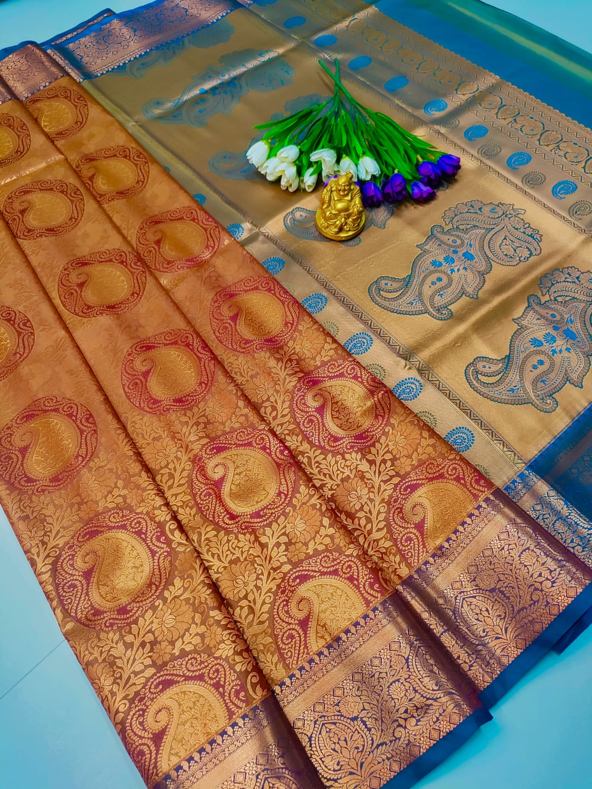 Golden Maroon Dualshade Samuthrika & Vasthrakala Wedding Saree