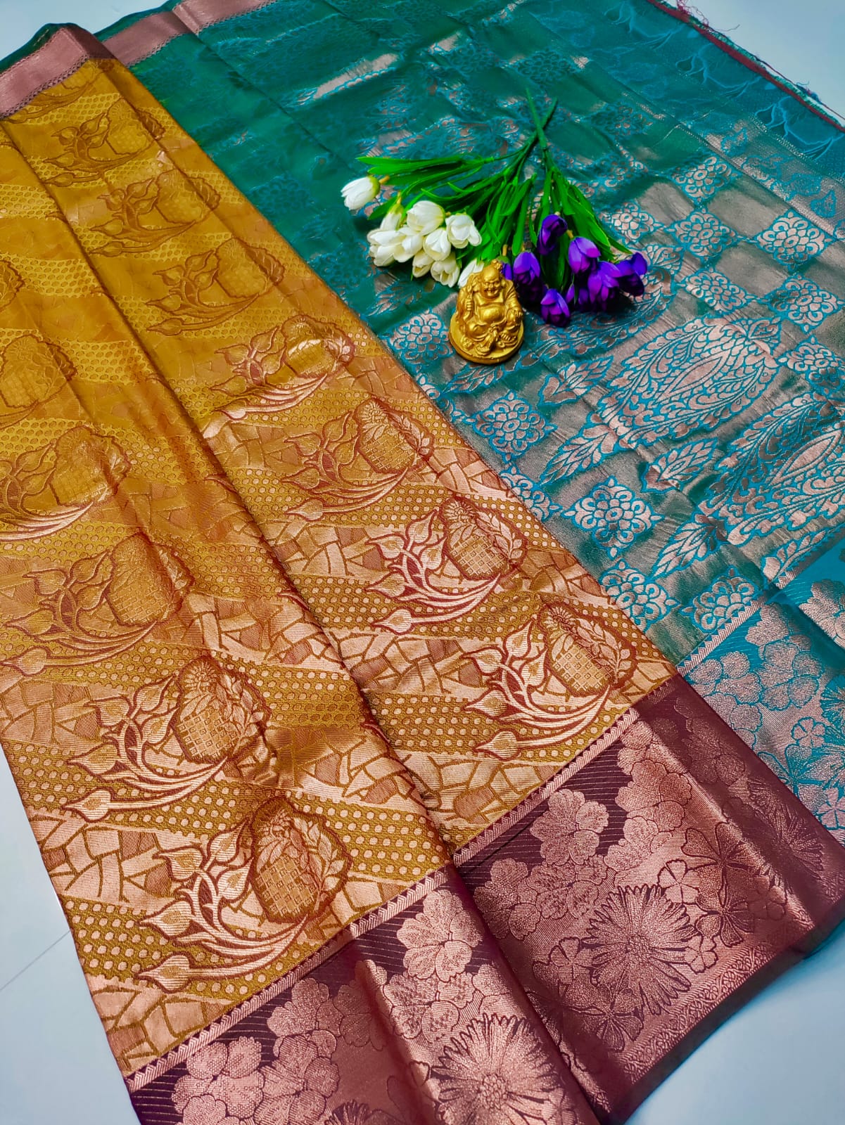 Regal Glow – Dualshade Goldish Maroon Samuthrika & Vasthrakala Wedding Saree