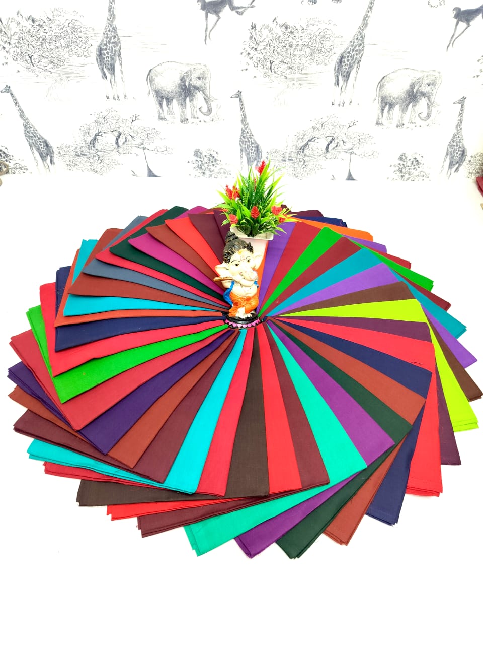 Pure Cotton 2x2 Blouse Fabric – 1 Meter | 25-Piece Random Colour Combo