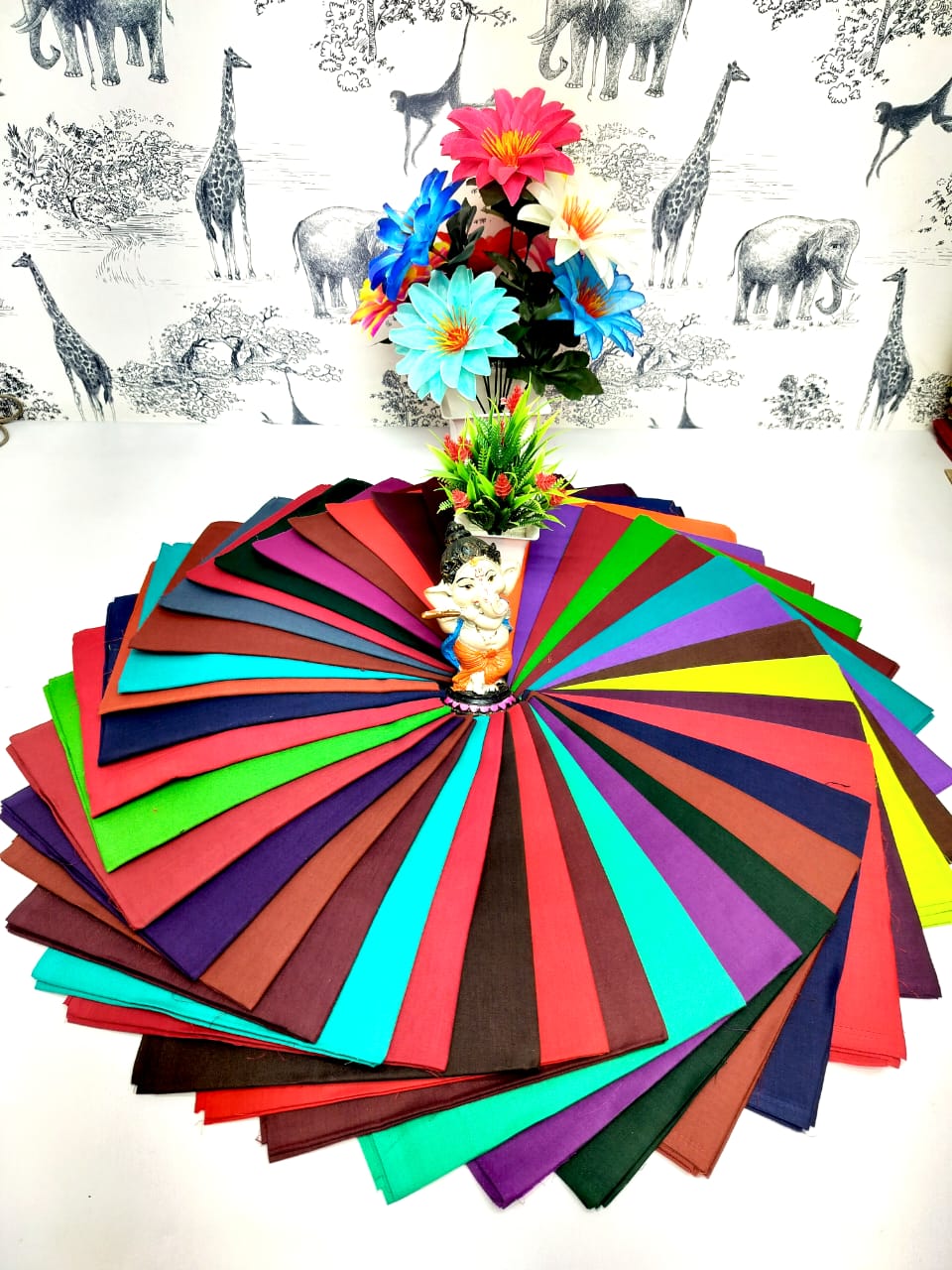 Pure Cotton 2x2 Blouse Fabric – 1 Meter | 25-Piece Random Colour Combo