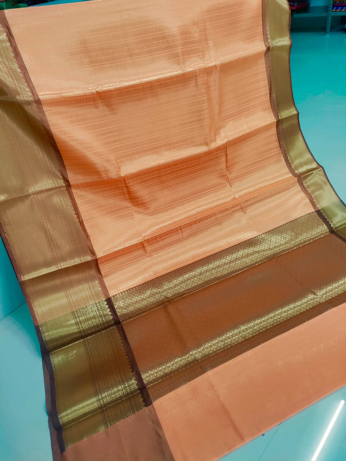 Banarasi Silk Saree with Blouse – Light Orange