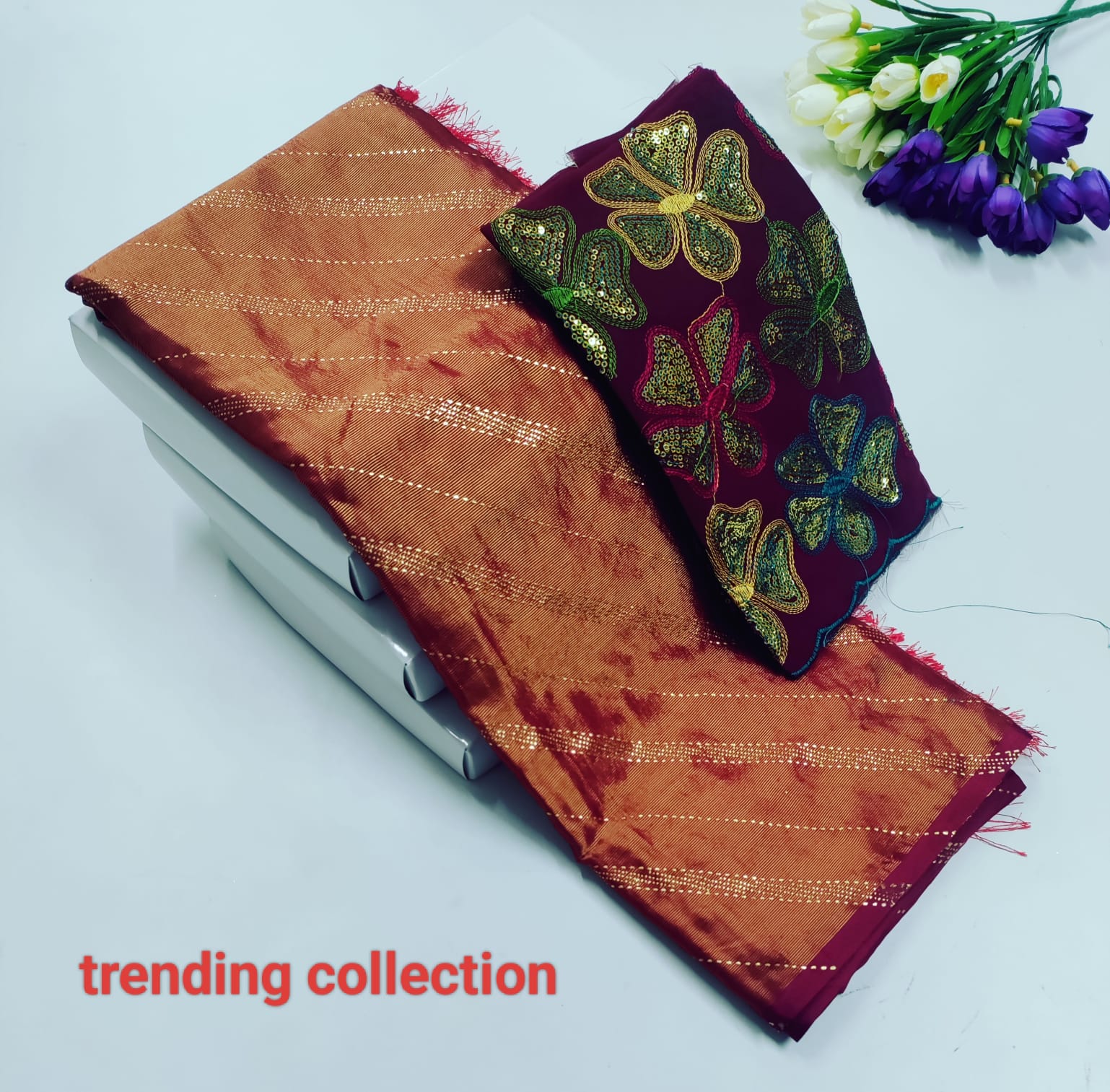 Elegant Georgette Saree with Premium Embroidered Blouse