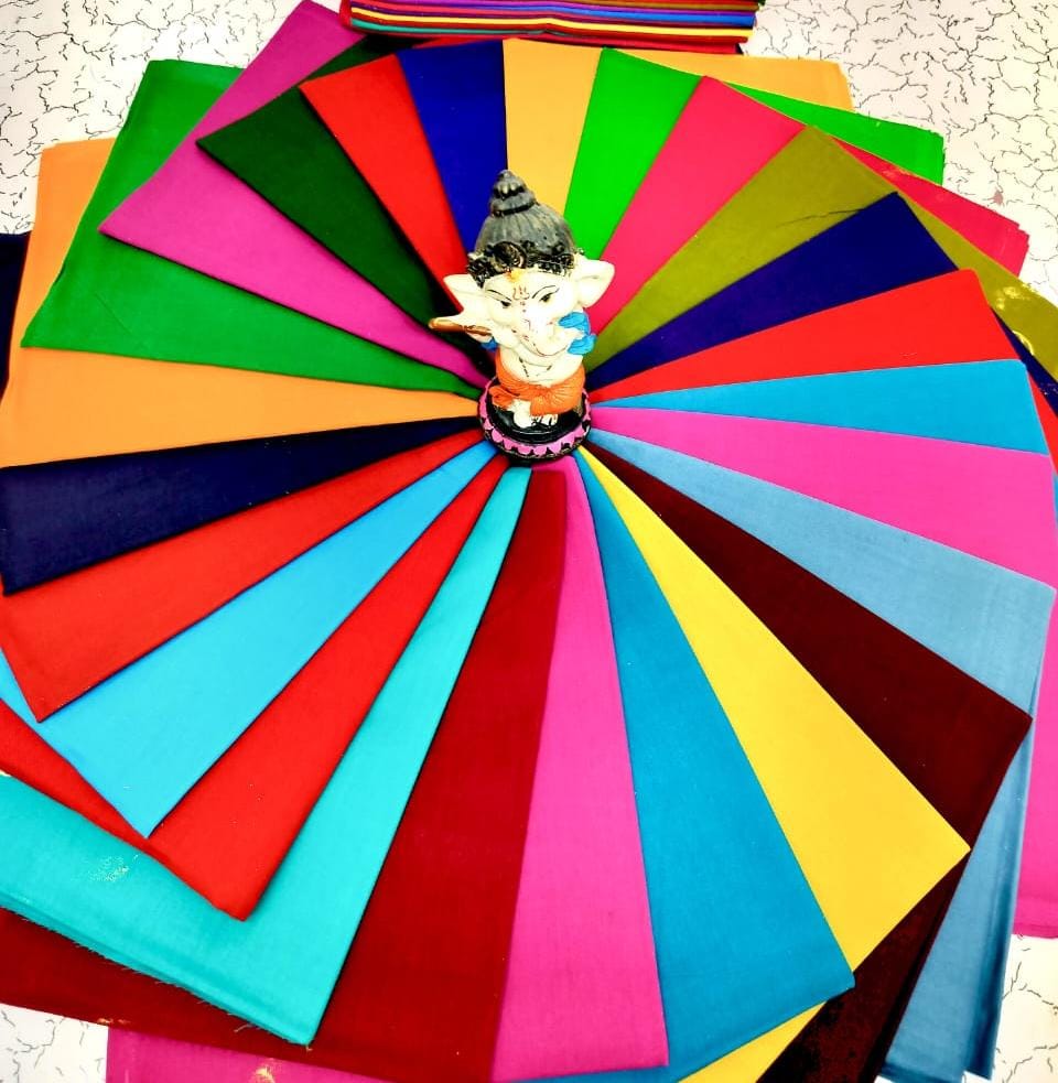 Pure Cotton 2x2 Blouse Fabric – 1 Meter | 25-Piece Random Colour Combo