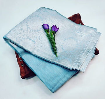 Sky Mist Elegance – Premium Tissue Silk Saree