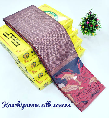 Royal Waves – Vasthrakala Silk Wedding Saree with Dolphin Design