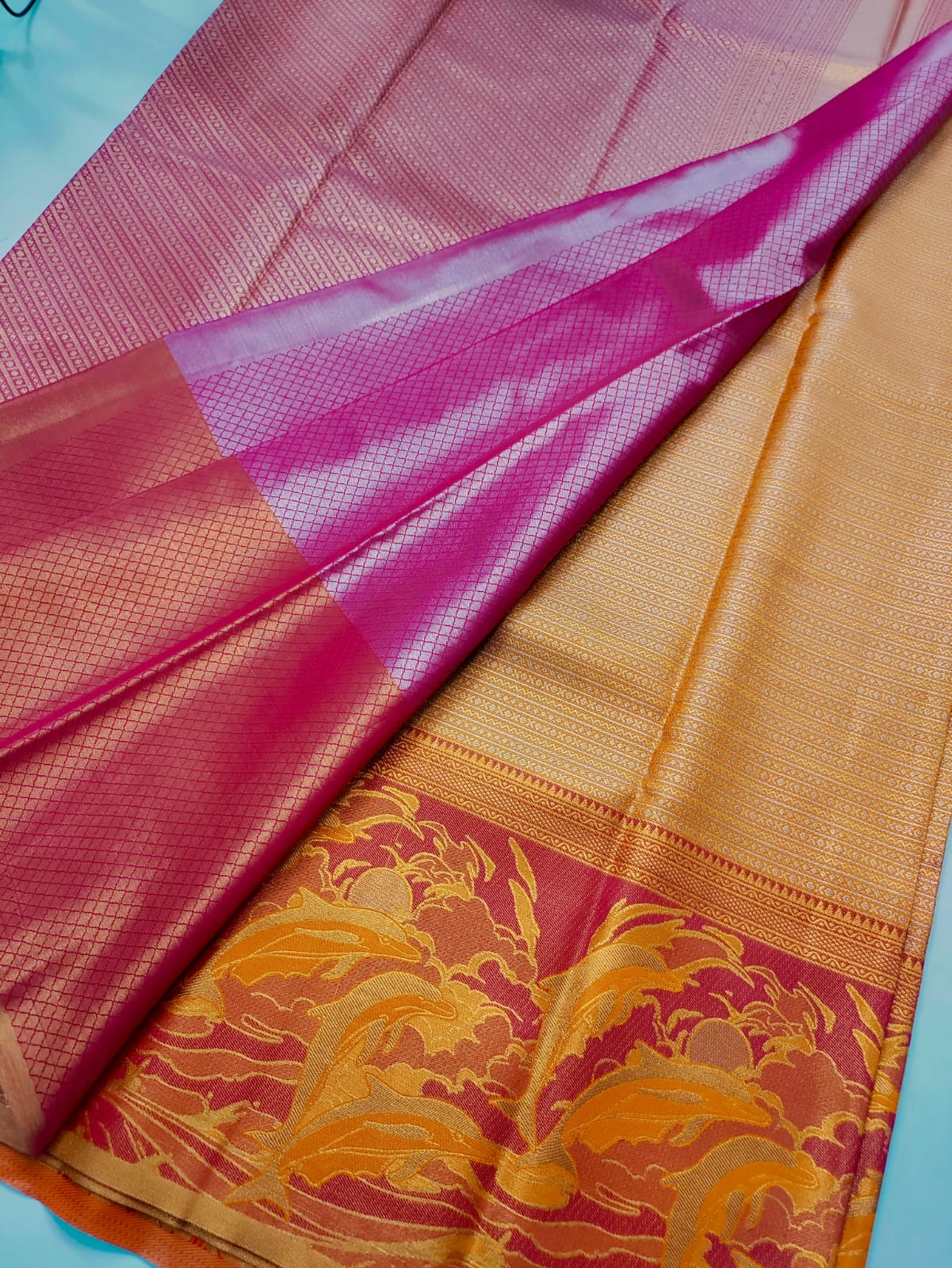 Royal Maroon Vasthrakala Silk Wedding Saree – Dolphin Elegance Edition