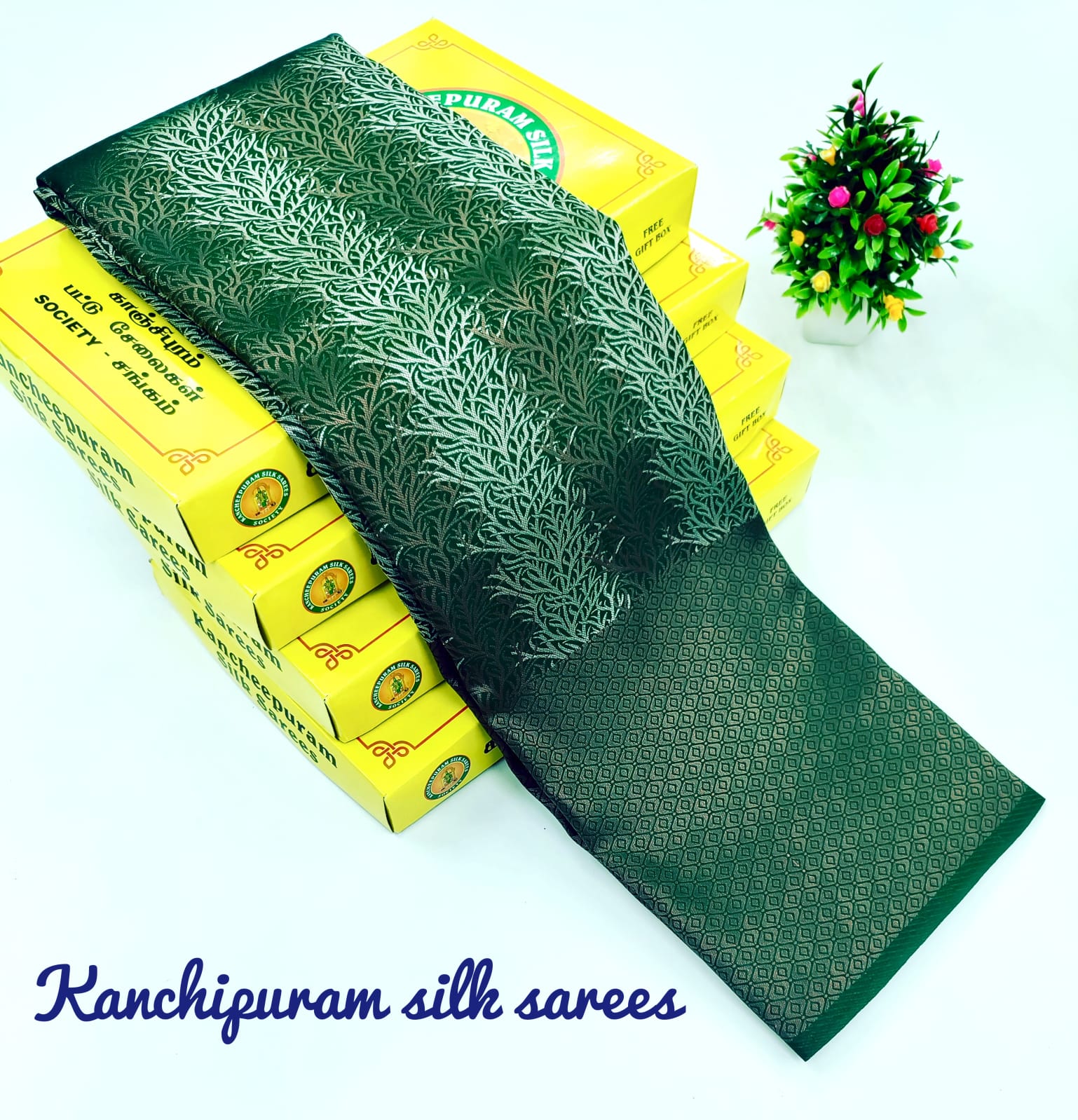 Royal Emerald Grace – Bottle Green Silk Wedding Saree