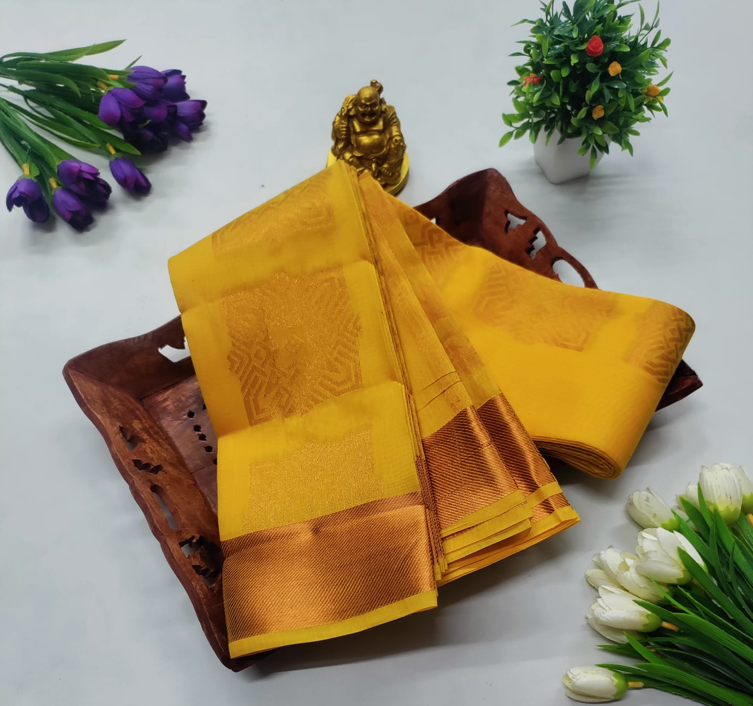 Golden Mustard Silk Cotton Saree