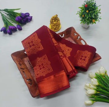 REDIESMaroon Silk Cotton Saree