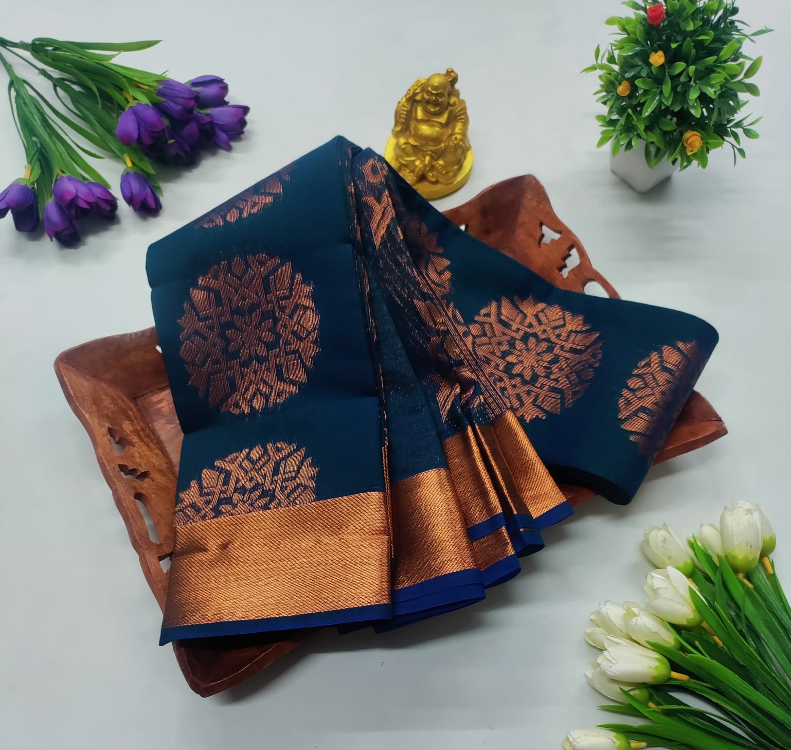 Navy Blue Silk Cotton Saree