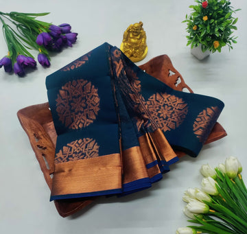 Navy Blue Silk Cotton Saree