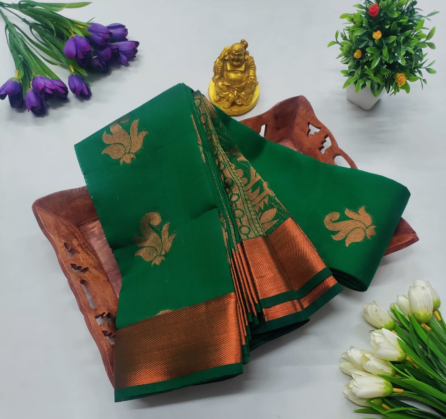 Green Silk Cotton Saree