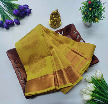 Lime Yellow Silk Cotton Saree