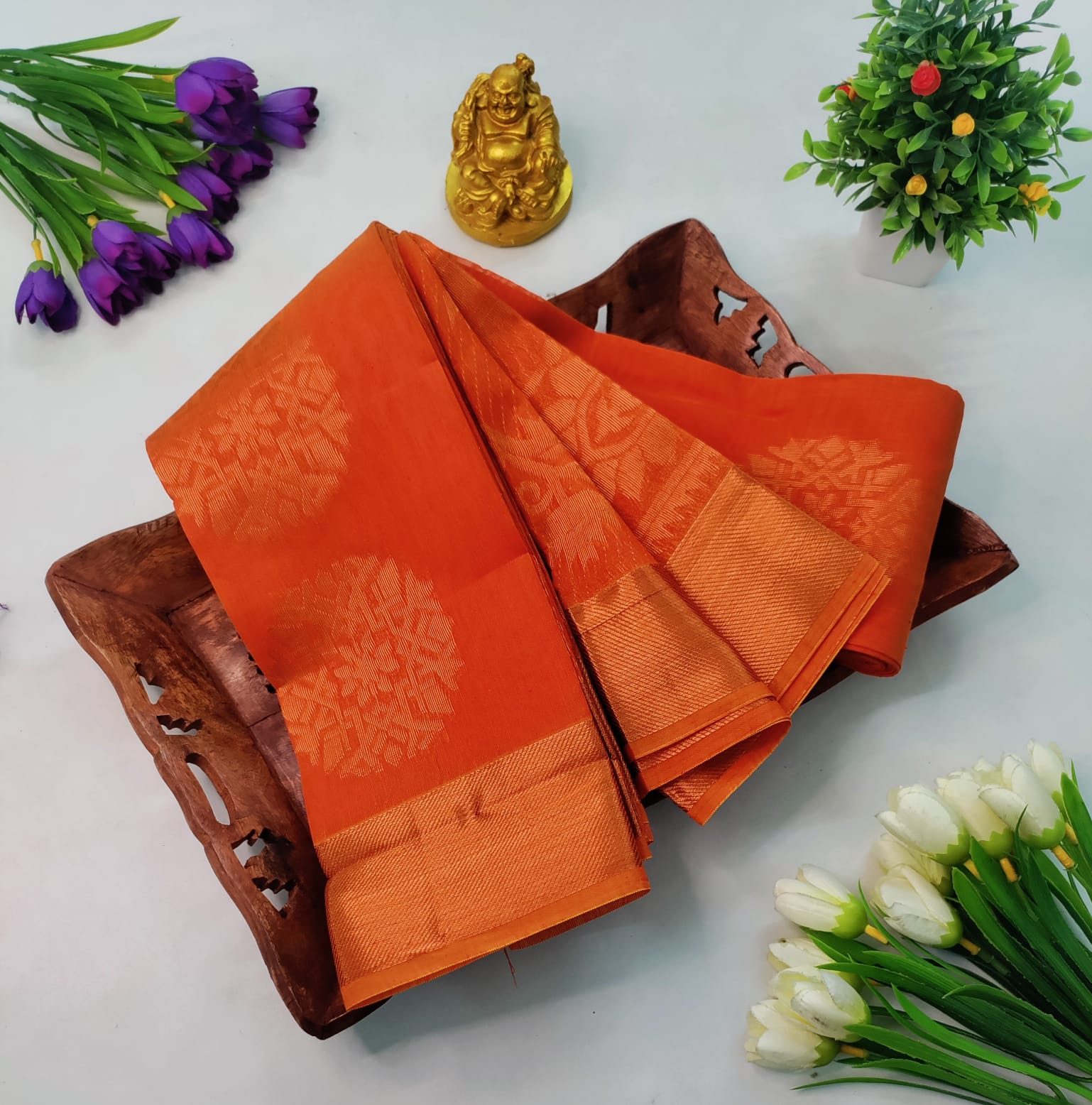 Orange Silk Cotton Saree