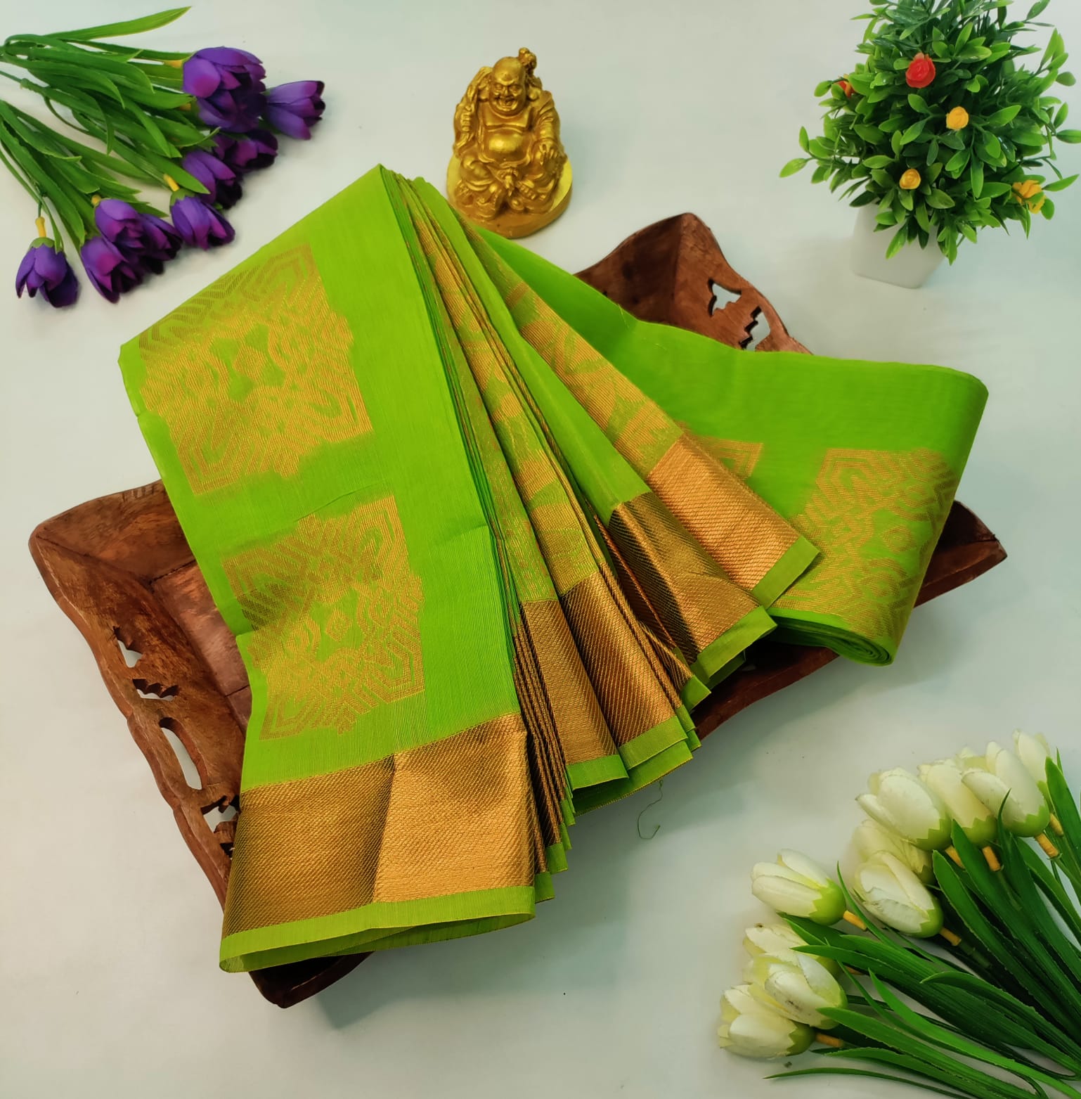 Sneha Green Silk Cotton Saree