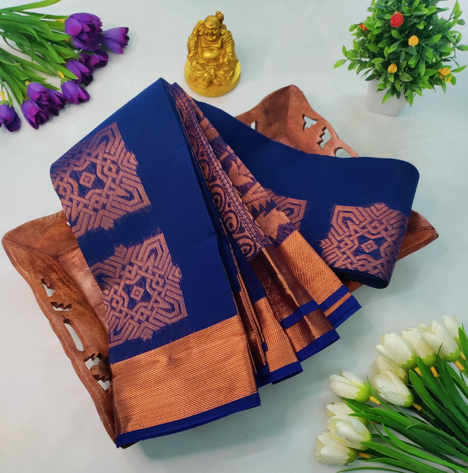 Navy Blue Silk Cotton Saree