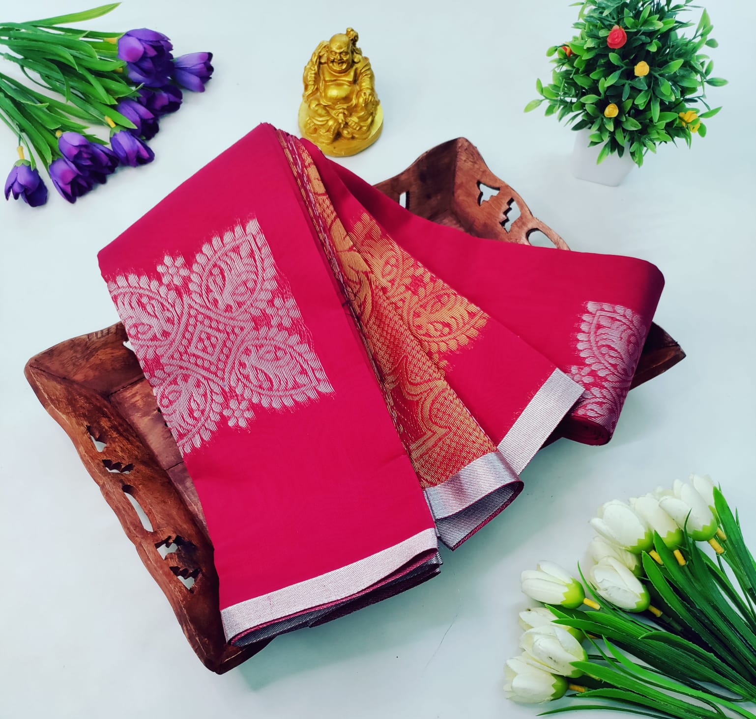 Classic Red Silk Cotton Saree