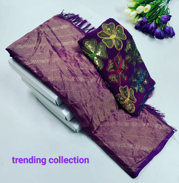 Elegant Gerojet Saree with Embroidered Blouse