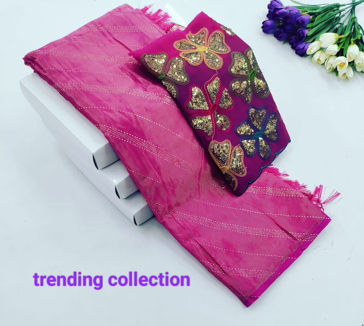 Elegant Gerojet Saree with Embroidered Blouse